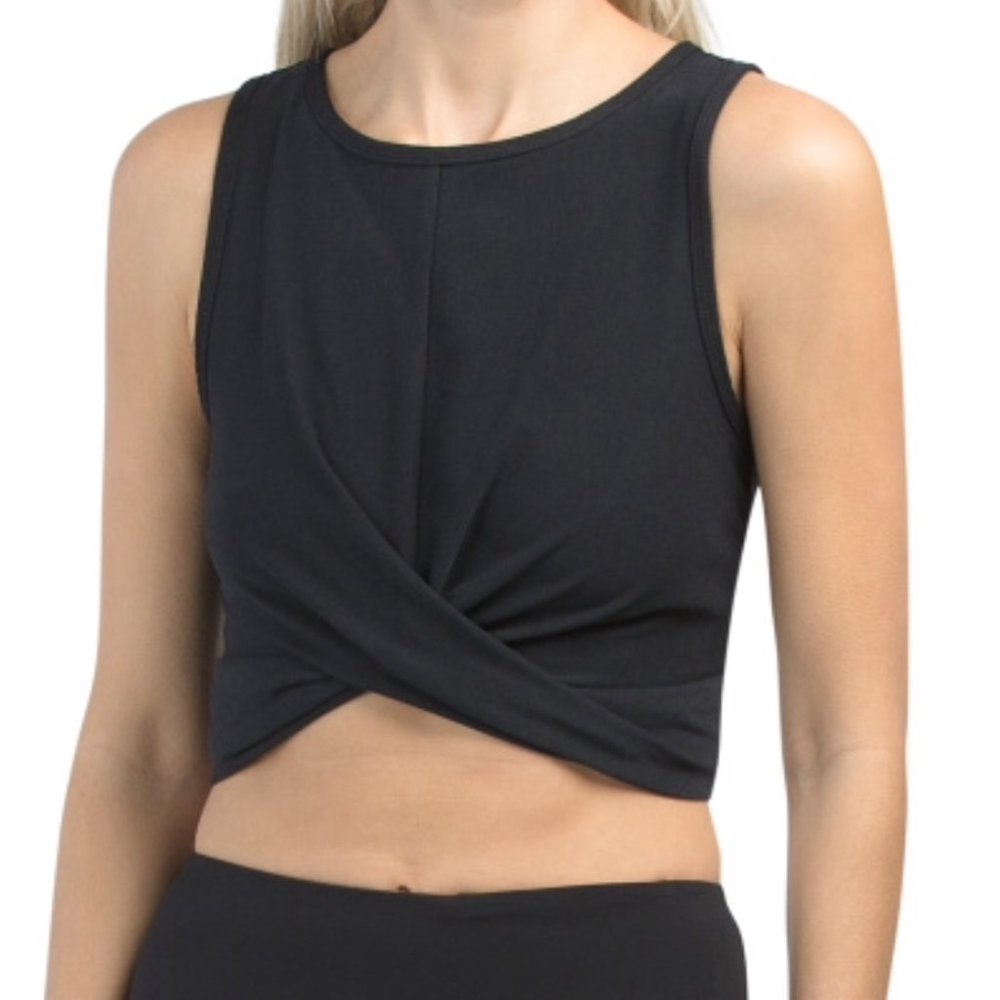 Heathered Front Cross Cropped Tank